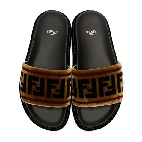 fendi velvet logo slides|Women's Designer Slides .